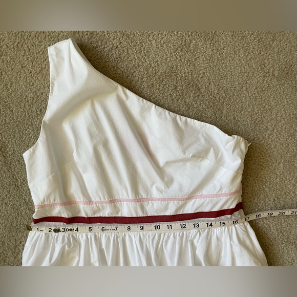 J.Crew one-shoulder maxi dress in cotton poplin w/ color ribbon stripes. Size 12 - Picture 7 of 14